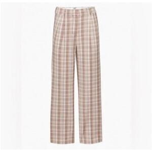 Aritzia Sunday Best Harvey Pant Plaid Slouchy Twill Trouser Pleated Straight Leg